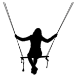 Silhouette, femme, balançoire