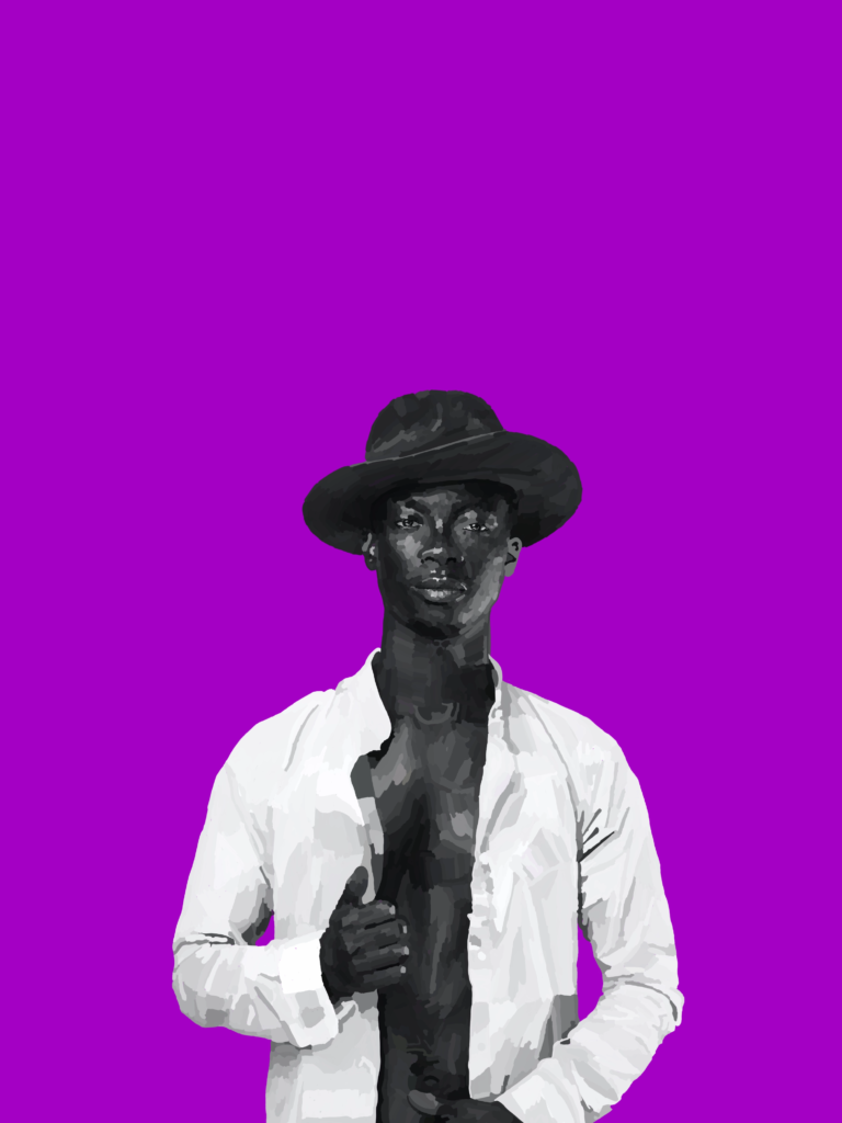 Dessin, Digital, Homme, Chapeau, Noir et blanc
