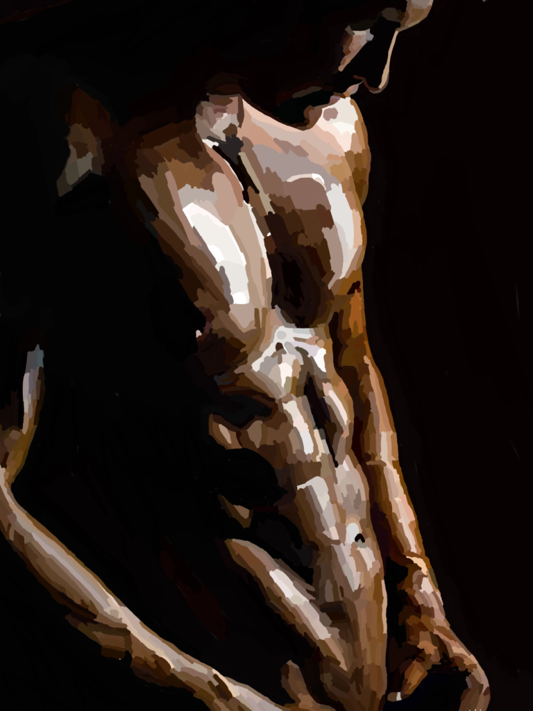 Dessin, Digital, Homme, Torse, Ombres, Lumière