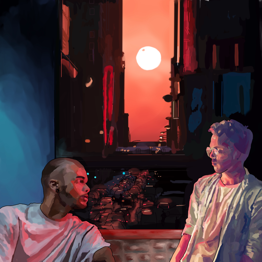 Dessin, Digital, Urbain, Rencontre, Hommes